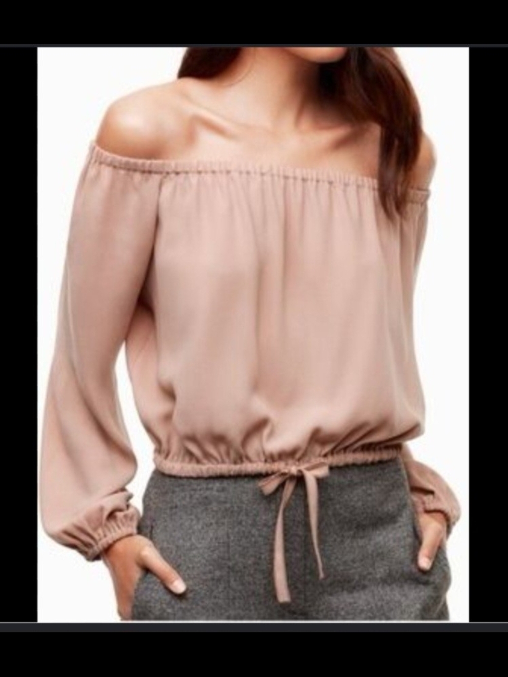Wilfred Off-Shoulder Blouse in Mauve Taupe